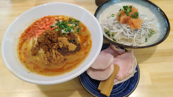 「【週替りソバ】節担々ソバ¥1000+【週替りごはん】¥350」@煮干ソバと米 今日の1番の写真