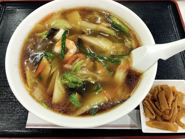 「広東麺（650円）、大盛無料、メンマ（CＰ）」@中華食堂 古磯の写真