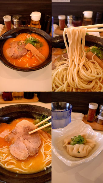 「『海老白湯麺+肉茹餃子(¥880+300)』」@鶏白湯麺 樹の写真