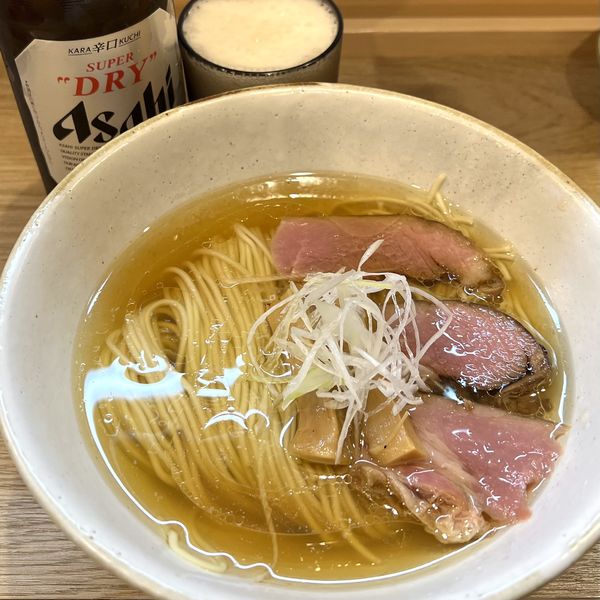 「塩中華蕎麦＋瓶ビール」@中華蕎麦 麺とスープの写真