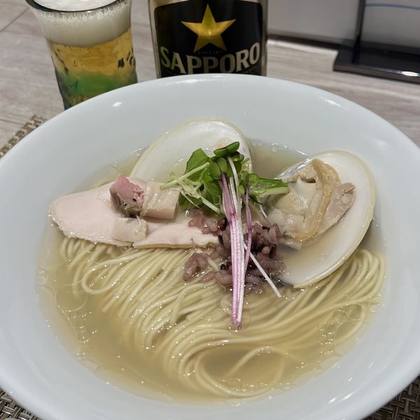 「地蛤中華そば（塩）＋ビール他色々」@LOKAHiの写真