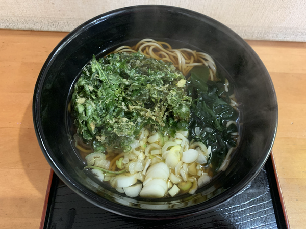 「春菊天そば(450円)」@蕎麦たつ 浜松町店の写真