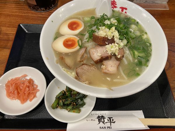 「賛平らーめん（ﾆﾗ 紅生姜）＋煮玉子」@らーめん 賛平の写真
