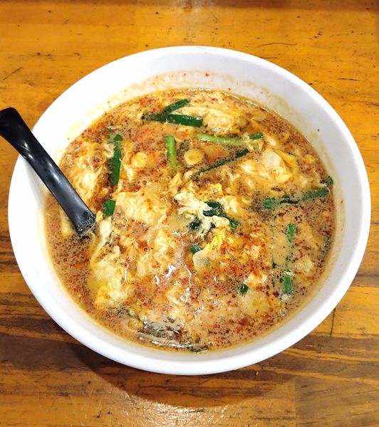 「ハーフ 5辛 温麺 550円」@ピリ辛亭の写真