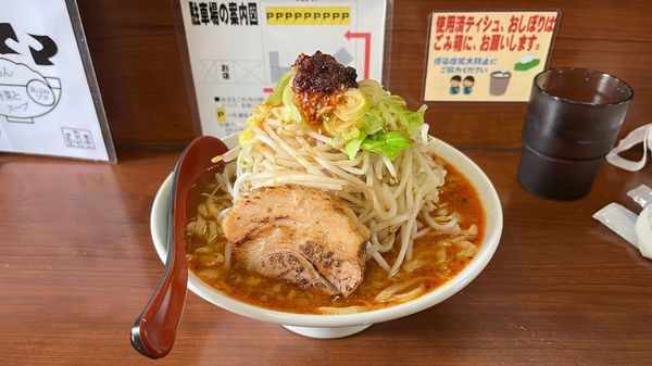 「1辛、大盛、野菜増し」@麺BUILD g.B.mの写真