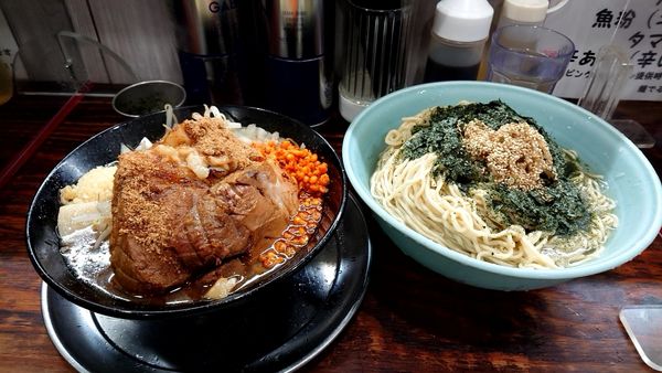 「昆布鰹水つけ麺1100円麺増し500g100円粉海苔100円」@麺でる 川崎店の写真