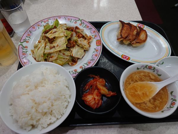 「中華セット（回鍋肉、餃子3ヶ、ライス、スープ、キムチ）他」@餃子の王将 新座駅前店の写真