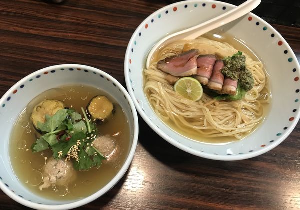 「限定 冷やし白出汁 鴨つけ麺 ¥1300」@らー麺 あけどやの写真