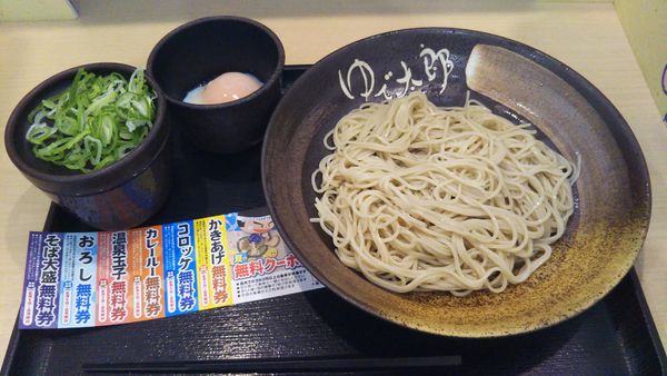 「もりそば、温玉(クーポン)」@ゆで太郎 谷田部店の写真