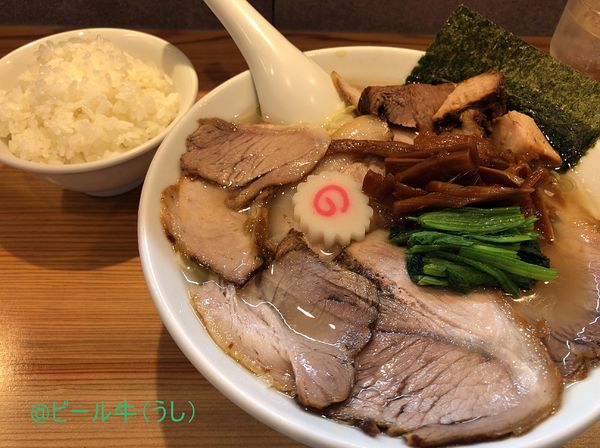 「しおチャーシューメン(1300円)、小ライス(100円)」@オランダ軒の写真