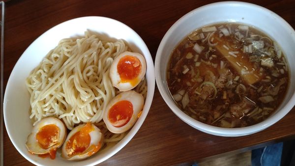 「つけ麺 醤油＋煮玉子」@麺家 彩華 池上店の写真