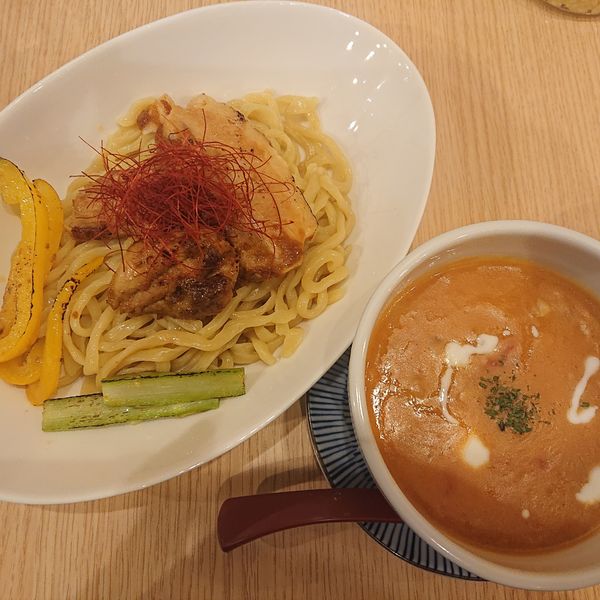 「(限定)濃厚バターチキンカレーつけ麺950円、ご飯小100円」@ラーメンブタヒロの写真