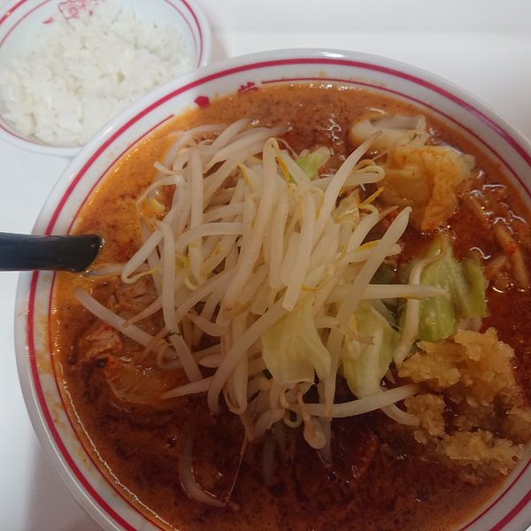 「濃厚巨豚北極(辛さ2倍)1050円、クーポンプチライス」@蒙古タンメン 中本 大宮店の写真