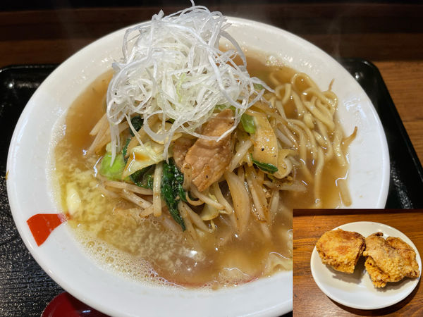 「【限定】魚介塩バタータンメン880円、唐揚げ240円」@濃厚タンメン マルテンの写真