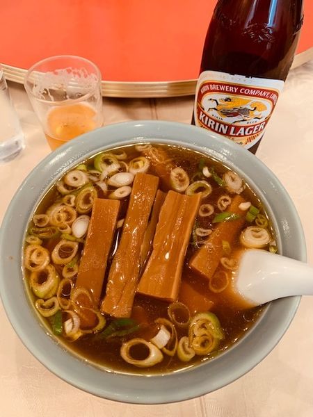 「竹の子ソバ 830円 瓶ビール(中)660円」@奇珍楼の写真