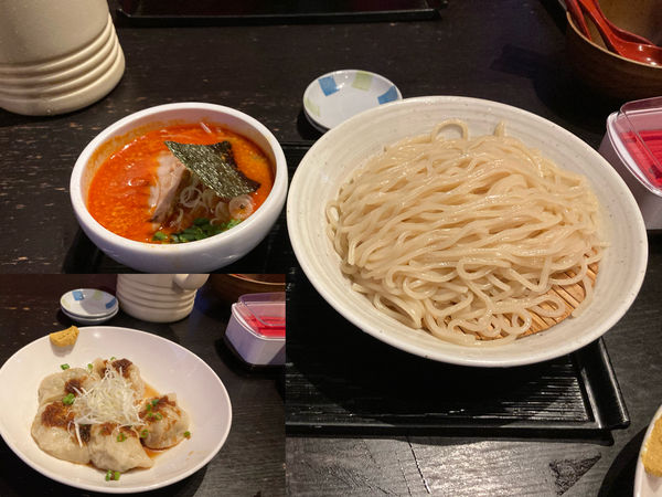 「白味噌つけ麺　茹で餃子」@龍のひげの写真