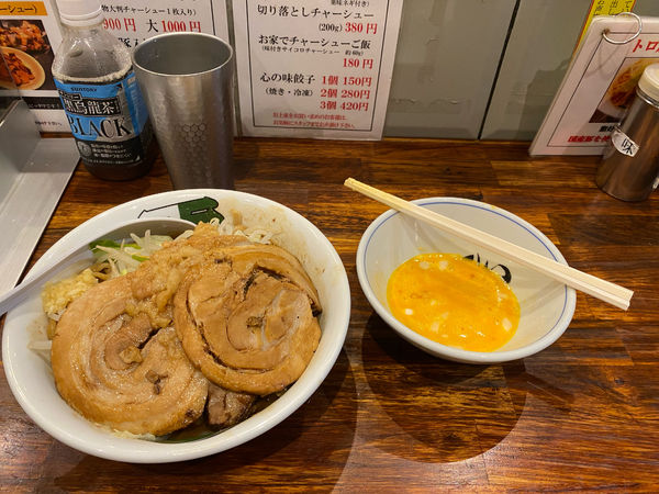 「濃厚雷そば　味変たまごトッピング　豚増し」@雷 北松戸本店の写真