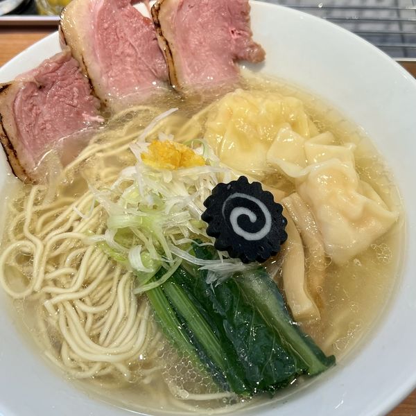 「鴨塩＋えびワンタン」@麺屋 上々の写真