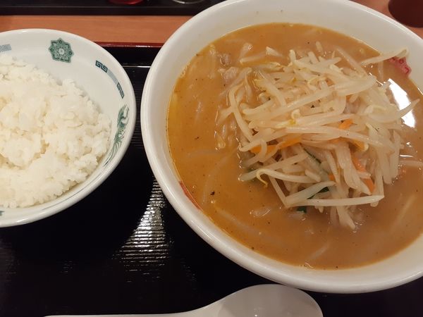 「味噌ラーメン＋半ライス」@日高屋 天王町駅前店の写真