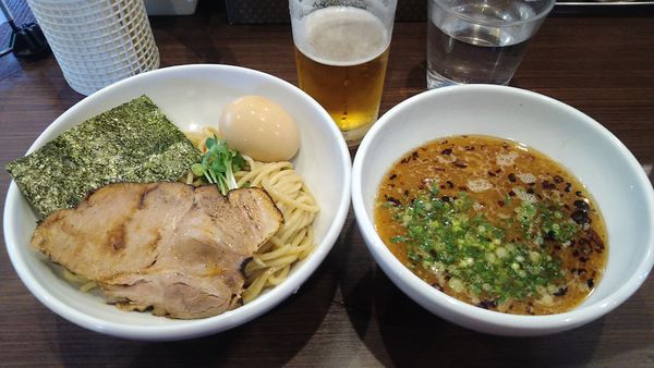 「つけ麺(並)¥800+生ビール¥500+おつまみセット」@自家製麺 まかないへきるの写真