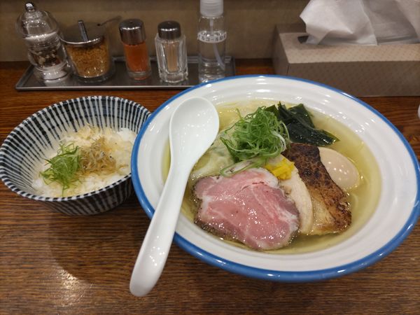「得製潮そば(大盛)·雑炊セット」@麺宿 志いなの写真