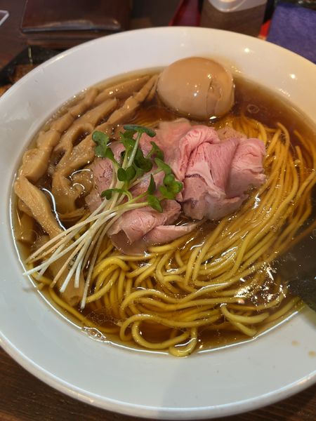 「水鶏中華そば(醤油)+味玉」@麺屋たつみ 喜心 秩父店の写真