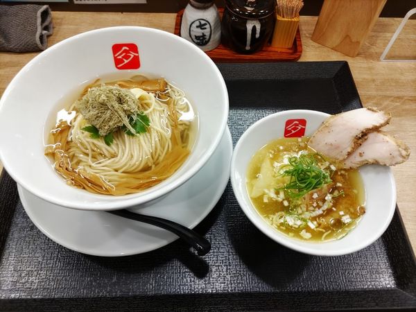 「特製鶏つけそば 1180円+海老和え玉シングル 300円」@KITCHEN TAKANOの写真