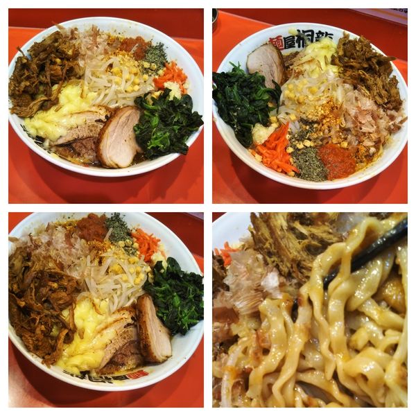 「【限定】トマトまぜそば小➕チーズ➕ほうれん草➕鶏ほぐしダブル」@麺屋 桐龍の写真