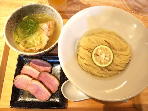 「【限定】昆布水塩つけそば＋鴨チャーシュー盛　1000＋400円」@開運橋通 ふじ原の写真