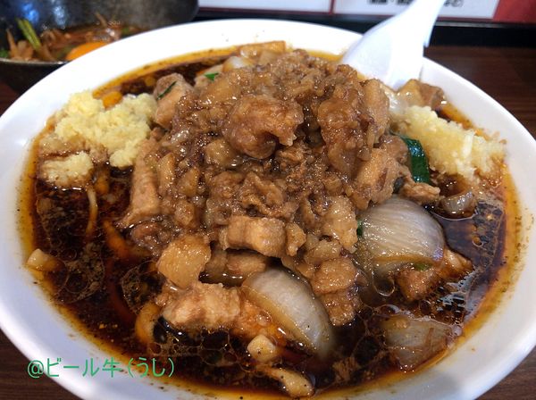 「スタ満ソバ(900円)全マシ、カラシビ生卵(150円)」@元祖スタミナ満点らーめん すず鬼 熊谷うえちゃん店の写真