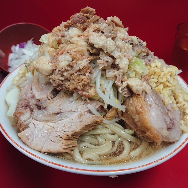 「大ラーメン850円(麺マシ)、刻みタマネギ100円」@ラーメン二郎 大宮公園駅前店の写真