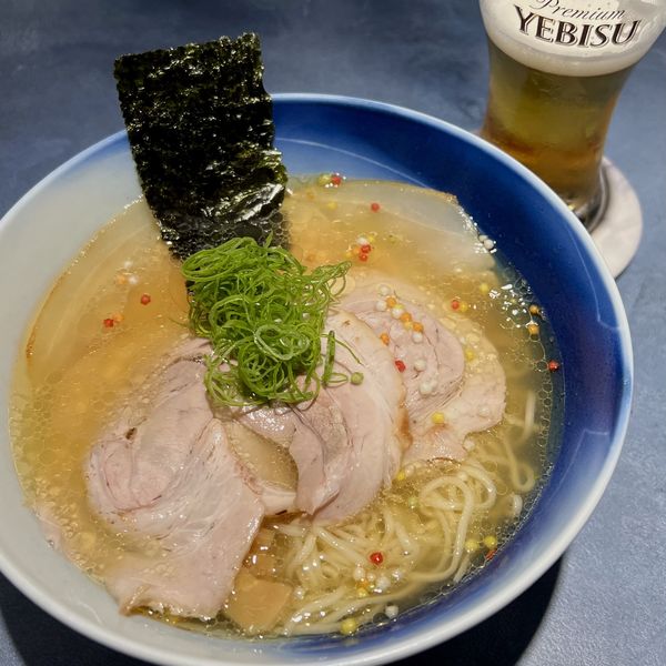 「塩RAMEN＋チャーシュー２種＋恵比寿ビール」@うずとかみなりの写真