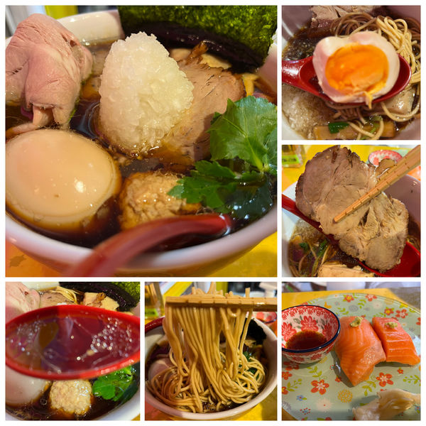 「刹那い特製カメリアロース中華ソバ 1100円握り寿司300円」@ハイデン.コッコFACTORY 刹那の写真