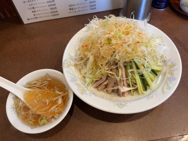 「冷やし葱そば＋葱大盛＋スープ」@鶏舎の写真