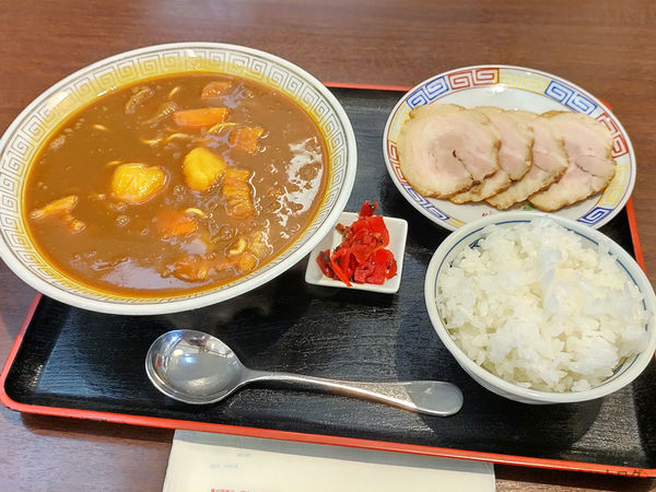 「カレーラーメンセット（＋チャーシュー）」@大衆食堂 正広の写真