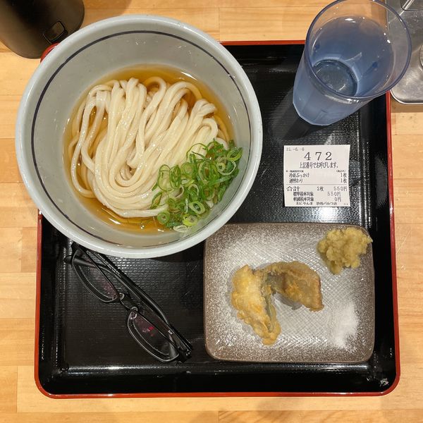 「冷ぶっかけうどん（並盛）鰤天ぷら」@おにやんま 渋谷パルコ店の写真