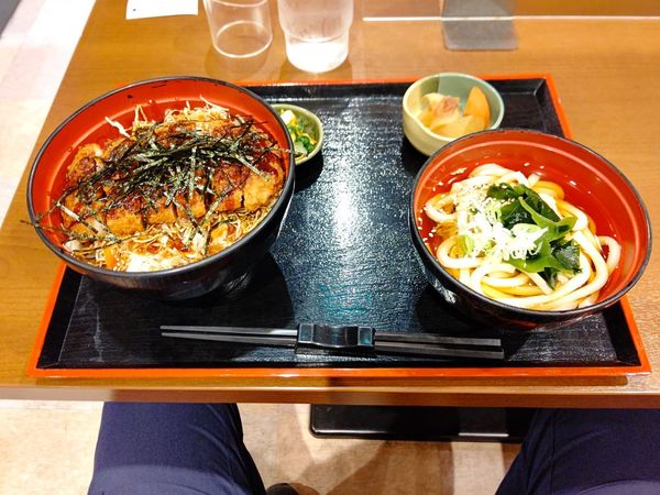 「ソースカツ丼冷たいうどんセット1,140円」@田舎料理しおんの写真