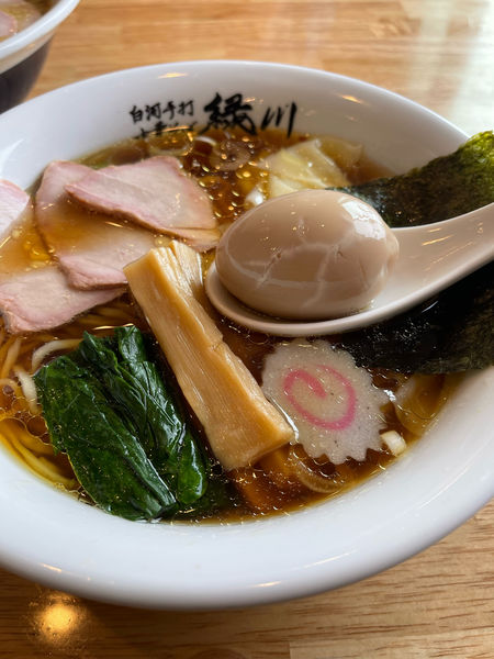 「ワンタン麺　煮卵」@白河手打中華そば 緑川 とら食堂那須塩原分店の写真