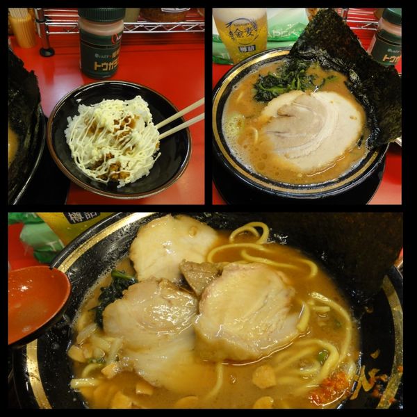 「ラーメン750円硬薄バラ50円🍺🍺半ライス」@柏 王道家の写真