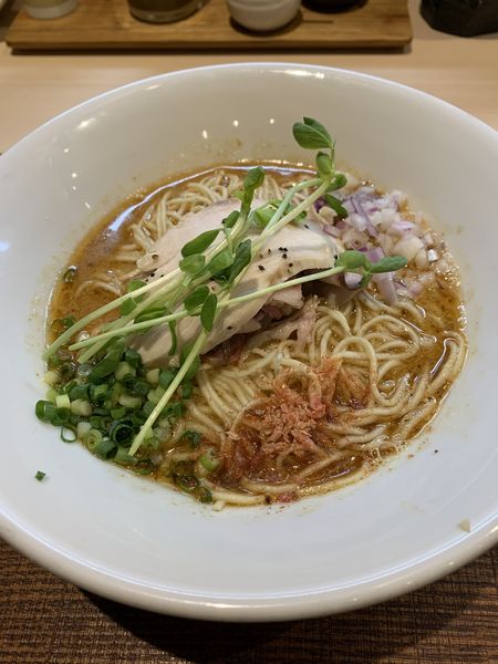 「鮟肝と蛤 850円 桜海老の替玉 200円」@論露に不二の写真