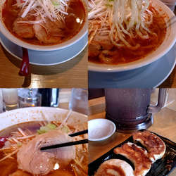 『辛いラーメン 並+白ネギ+餃子3個』