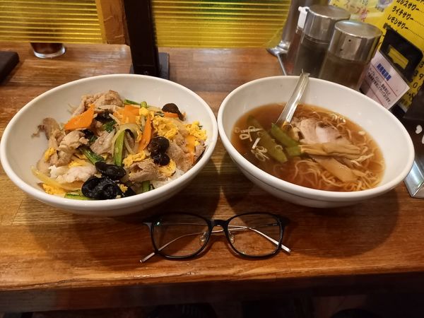 「ムースールー丼セット」@龍王 本店の写真