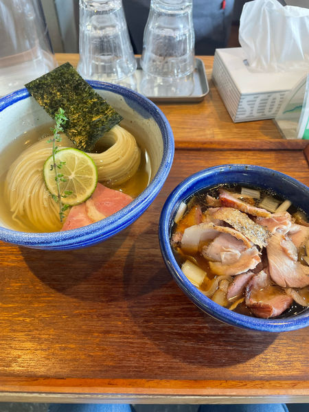 「味玉昆布水つけ麺醤油大盛ちょい肉増」@YOKOKURA STOREHOUSEの写真