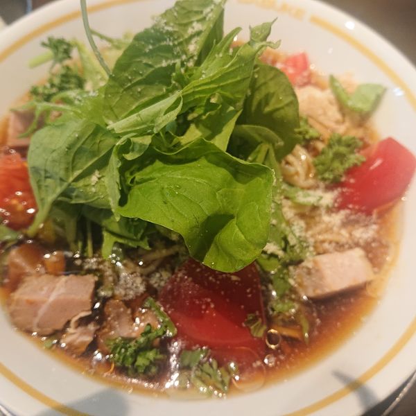 「【限定】冷製マートマ1100円、無料半ライス」@麺屋 さすけ 菊川店の写真