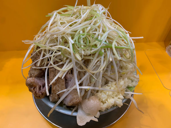 「しそドクロブタマシ　ニンニクマシマシヤサイアブラ　ねぎ」@ラーメン二郎 八王子野猿街道店2の写真