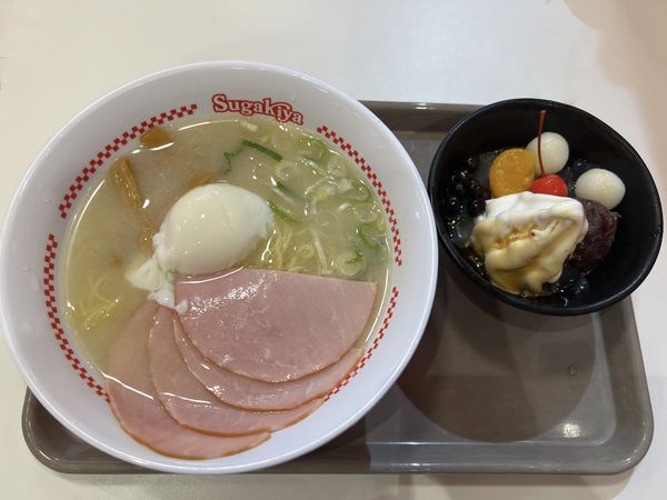 「冷たい！スガキヤラーメン460円＋あんみつ320円」@スガキヤ 北方アピタ店の写真