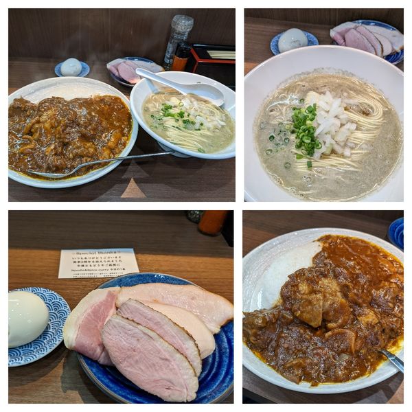 「【2周年限定】煮干ソバSP➕別皿TP➕味玉➕牛スジカレー」@Noodle&Spice curry 今日の1番の写真