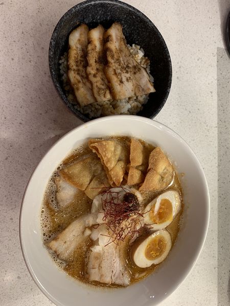 「海老ポタラーメン全部乗せ（大）＋チャー丼」@SHRIMP NOODLE 海老ポタの写真