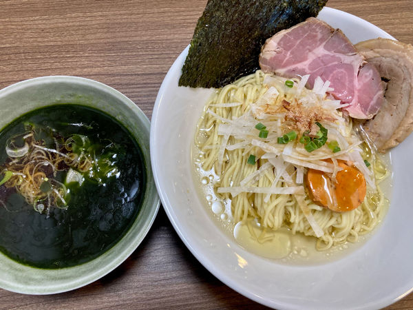 「抹茶オイルつけそば　あん肝」@中華そば ひしおの写真