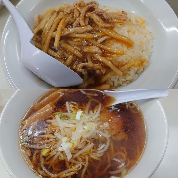 「ラーメン（正油）ルースチャーハン」@兆楽 道玄坂店の写真